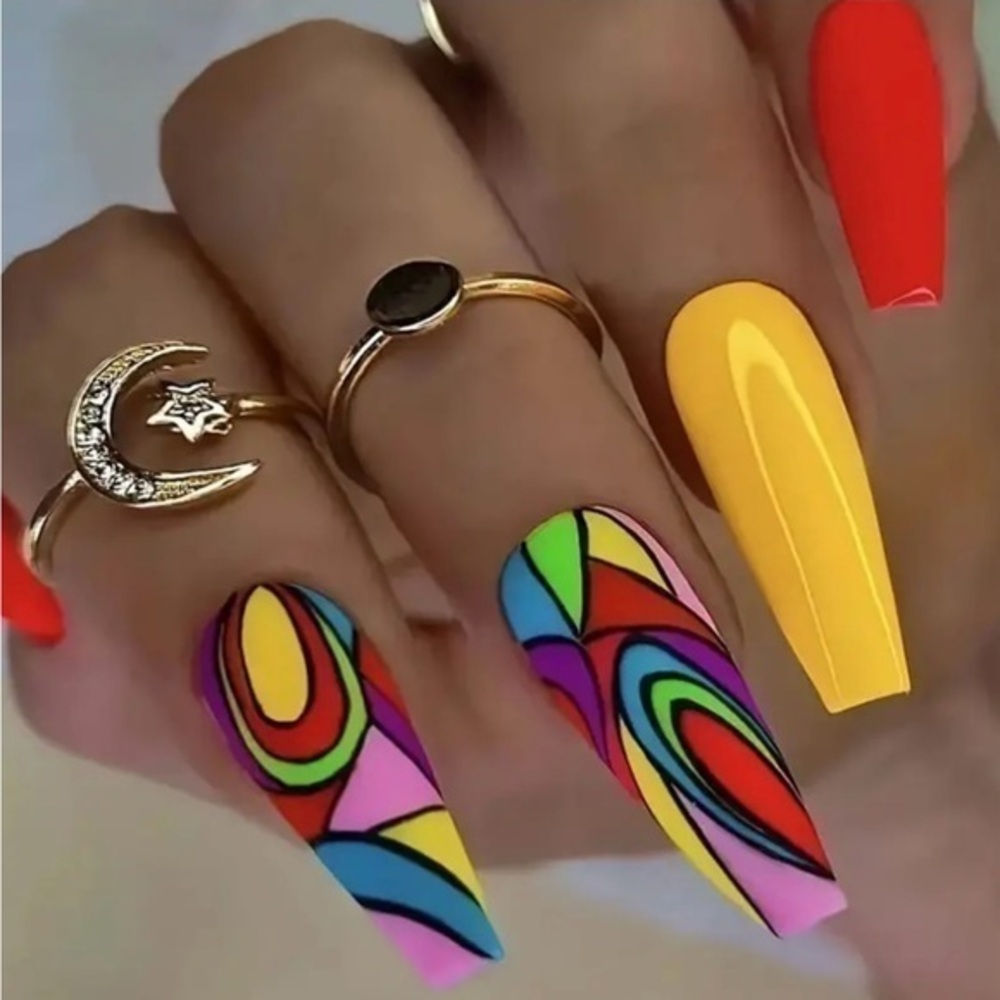 Geometric Fake Press On Nails NWT